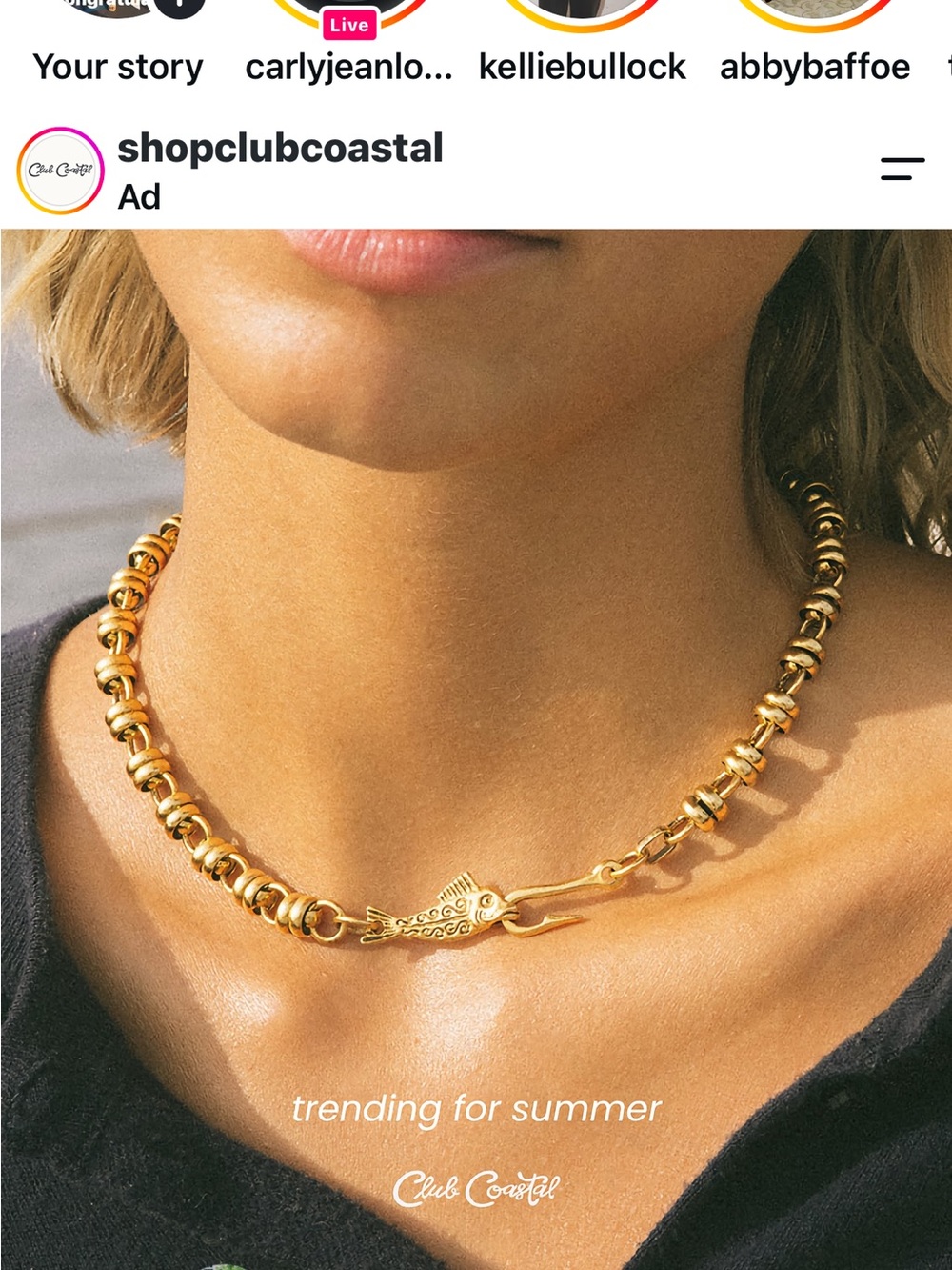 Gold Beaded Fish Hook Choker Necklace by